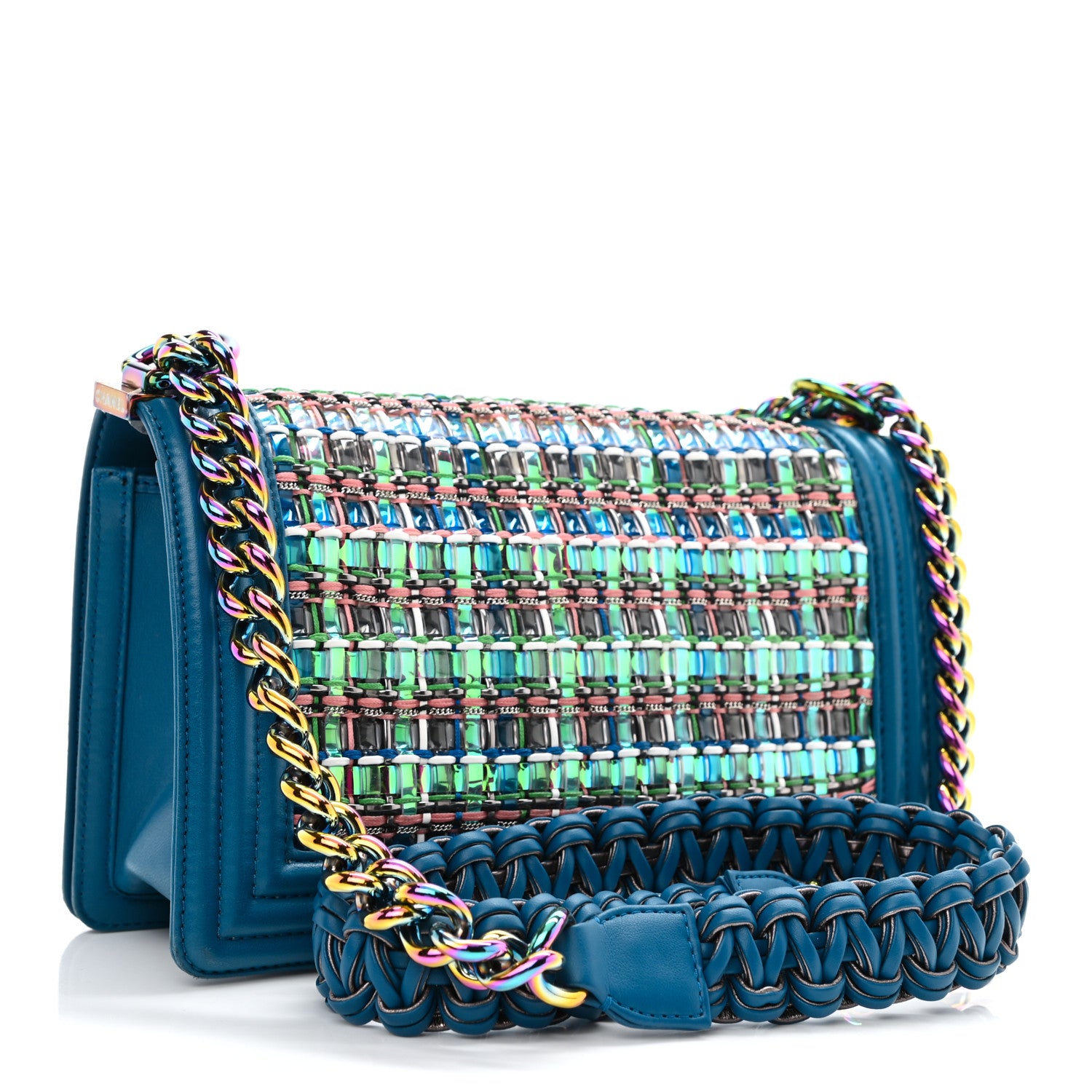 Chanel PVC Thread Woven Medium Boy Flap Dark Blue 3 of 10