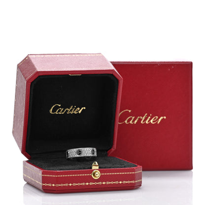 Cartier 18K White Gold Diamond Ceramic LOVE Paved Ring 57 8 5 of 5