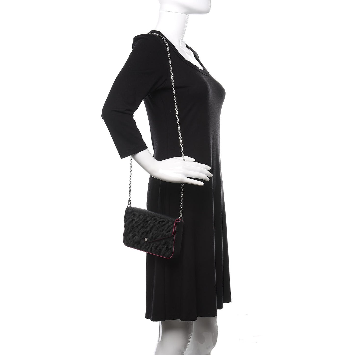 Epi Pochette Felicie Black Hot Pink