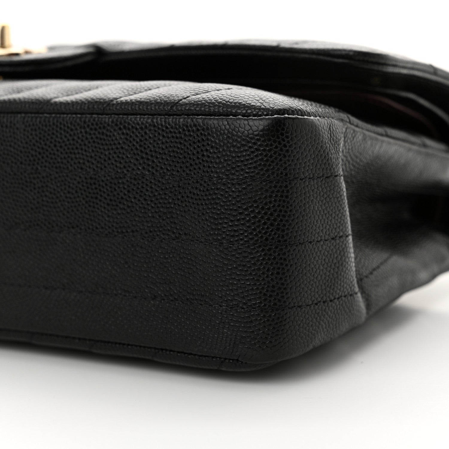 Chanel Caviar Chevron Quilted Medium Double Flap Black 10 of 11