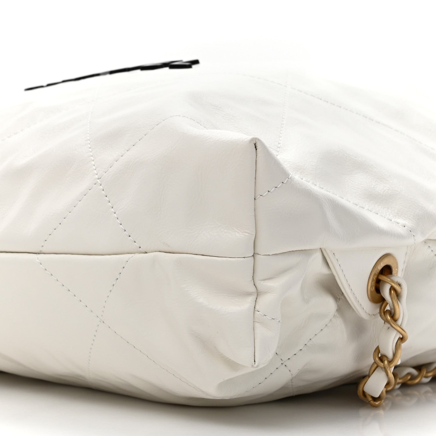 Chanel Shiny Calfskin Quilted Chanel 22 Backpack White Black