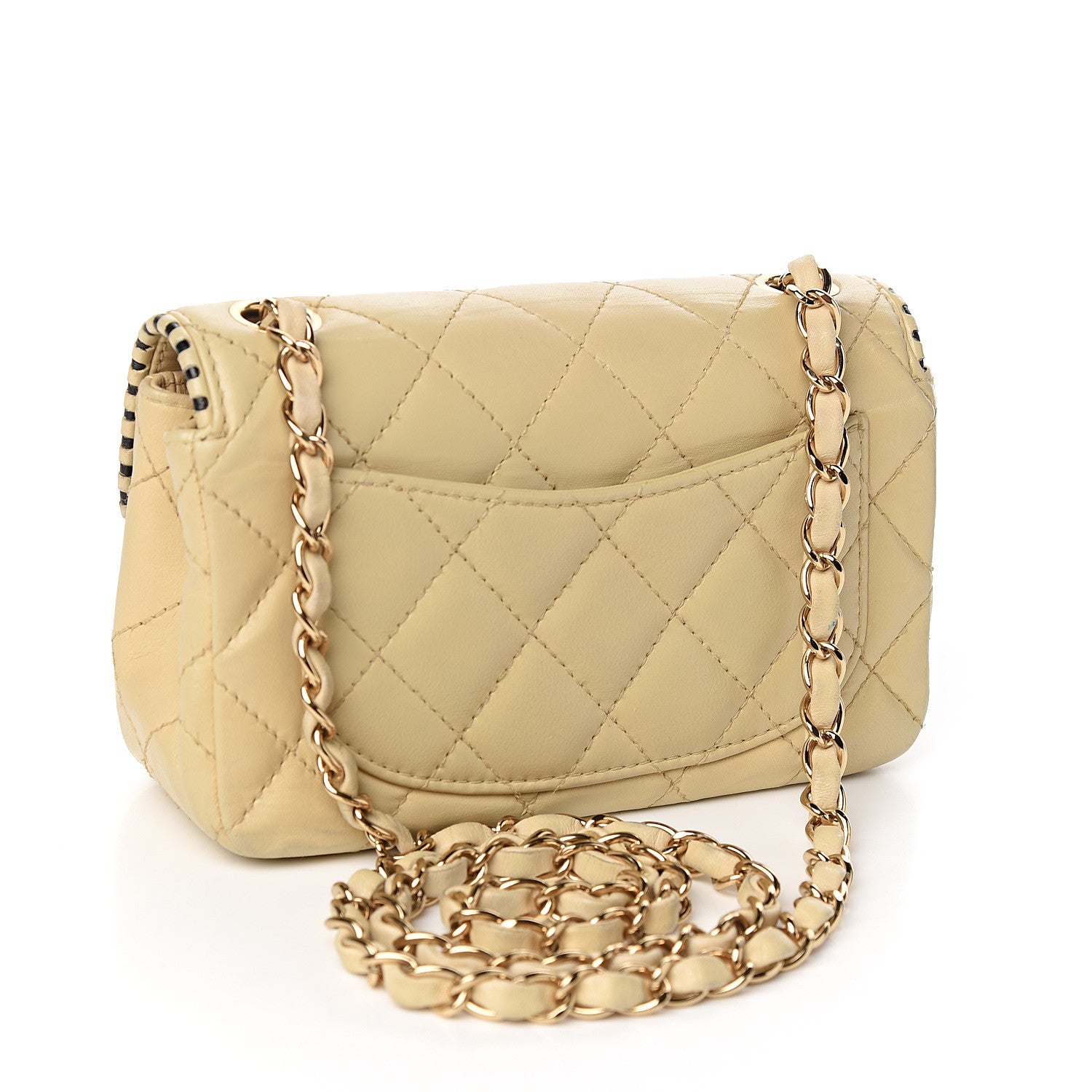 Chanel Lambskin Quilted Mini Rectangular Flap Beige 2 of 9