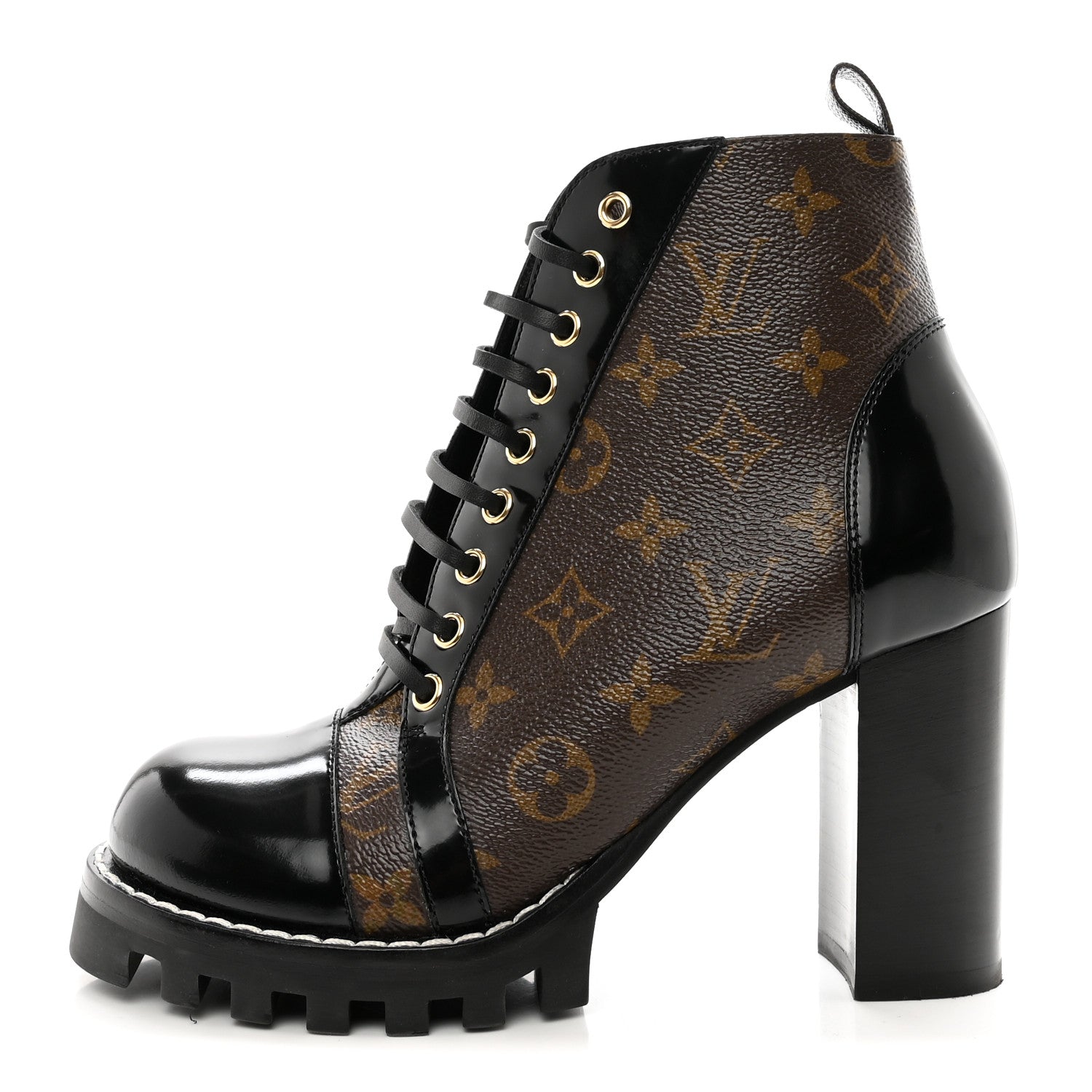 Louis Vuitton Patent Calfskin Monogram Star Trail Ankle Boots 38.5 Black 1 of 12