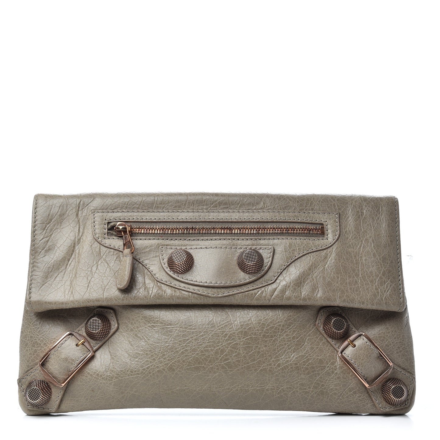 Agneau Giant 21 Gold Hardware Envelope Clutch Gris Glace