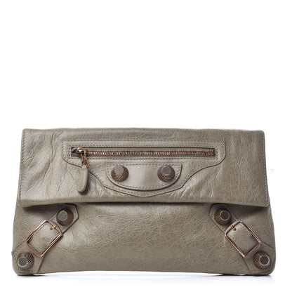 Balenciaga Agneau Giant 21 Gold Hardware Envelope Clutch Gris Glace 1 of 8