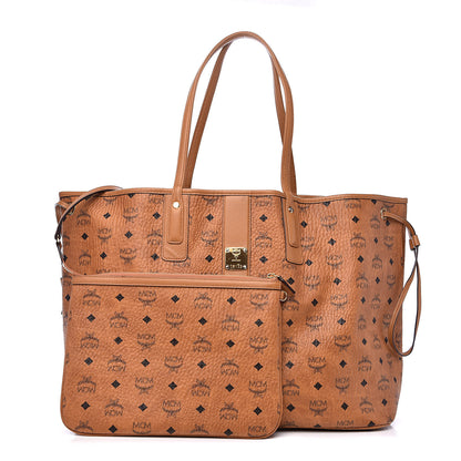 MCM Visetos Large Liz Reversible Shopper Tote Cognac 1 of 16