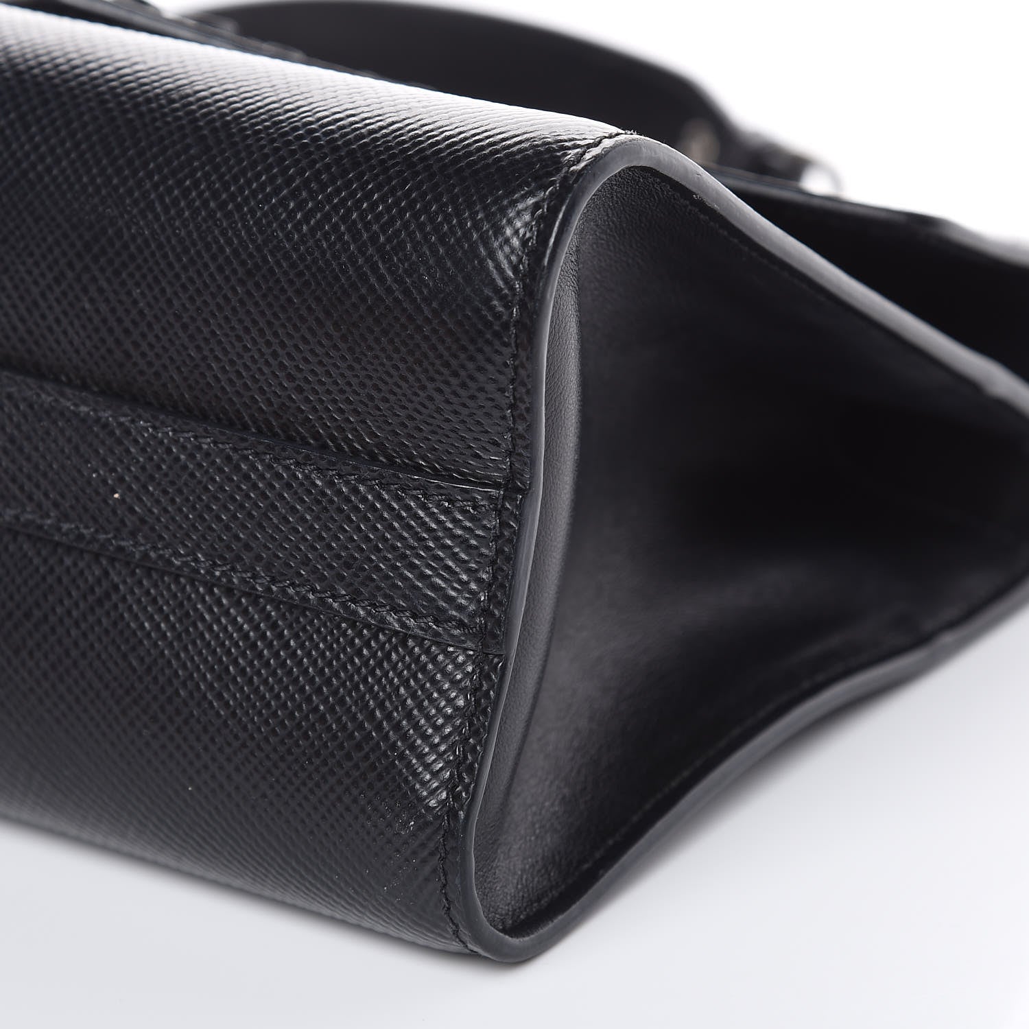 Prada Saffiano Cuir Calfskin Monochrome Envelope Flap Chain Shoulder Bag Black 8 of 18