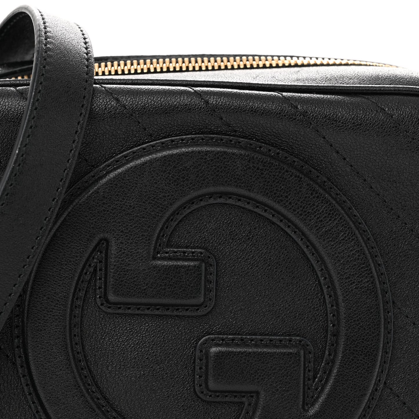 Sakai Be Green Calfskin Diagonal Stitched Small Blondie Shoulder Bag Black