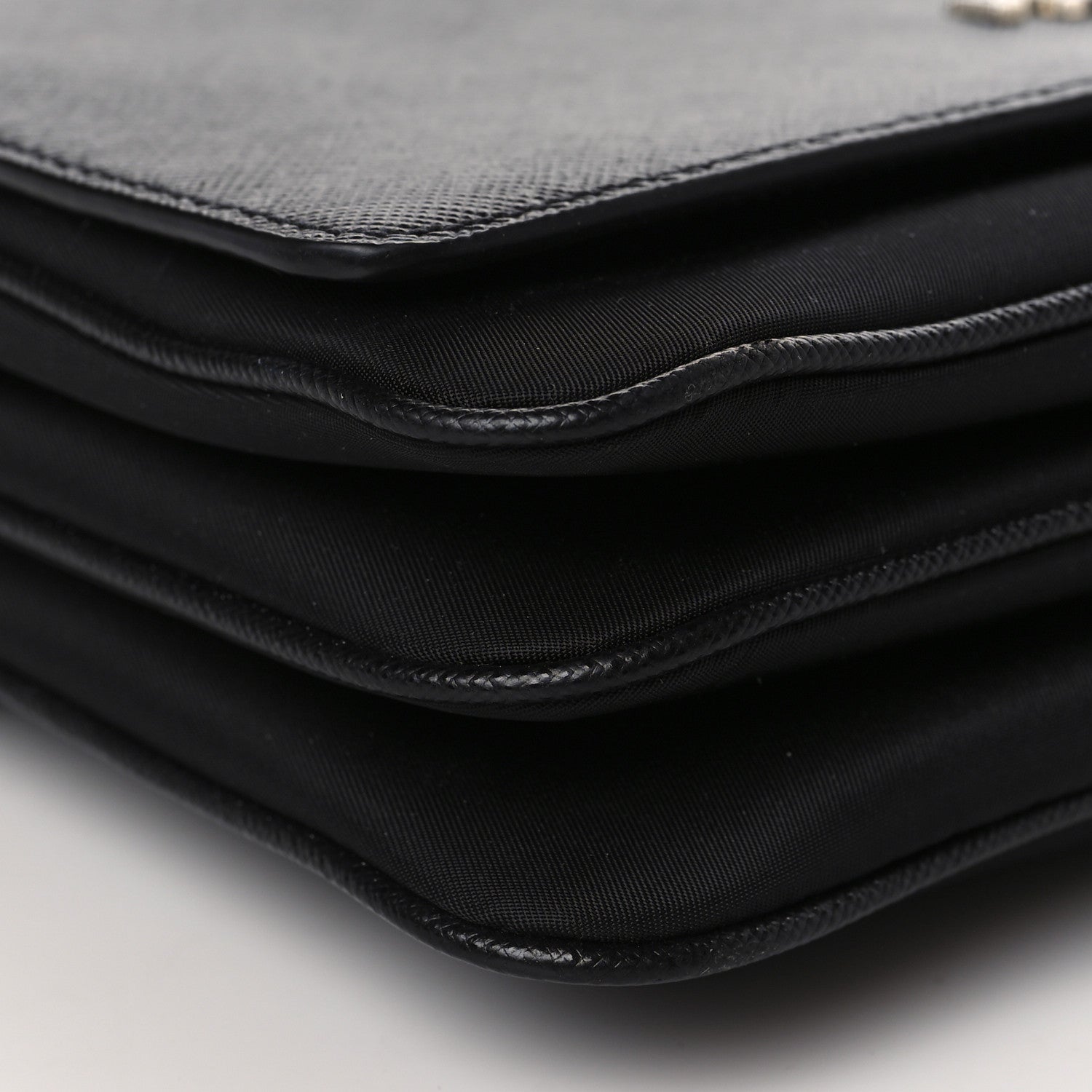 Prada Saffiano Tessuto Nylon Chain Shoulder Bag Black 7 of 8