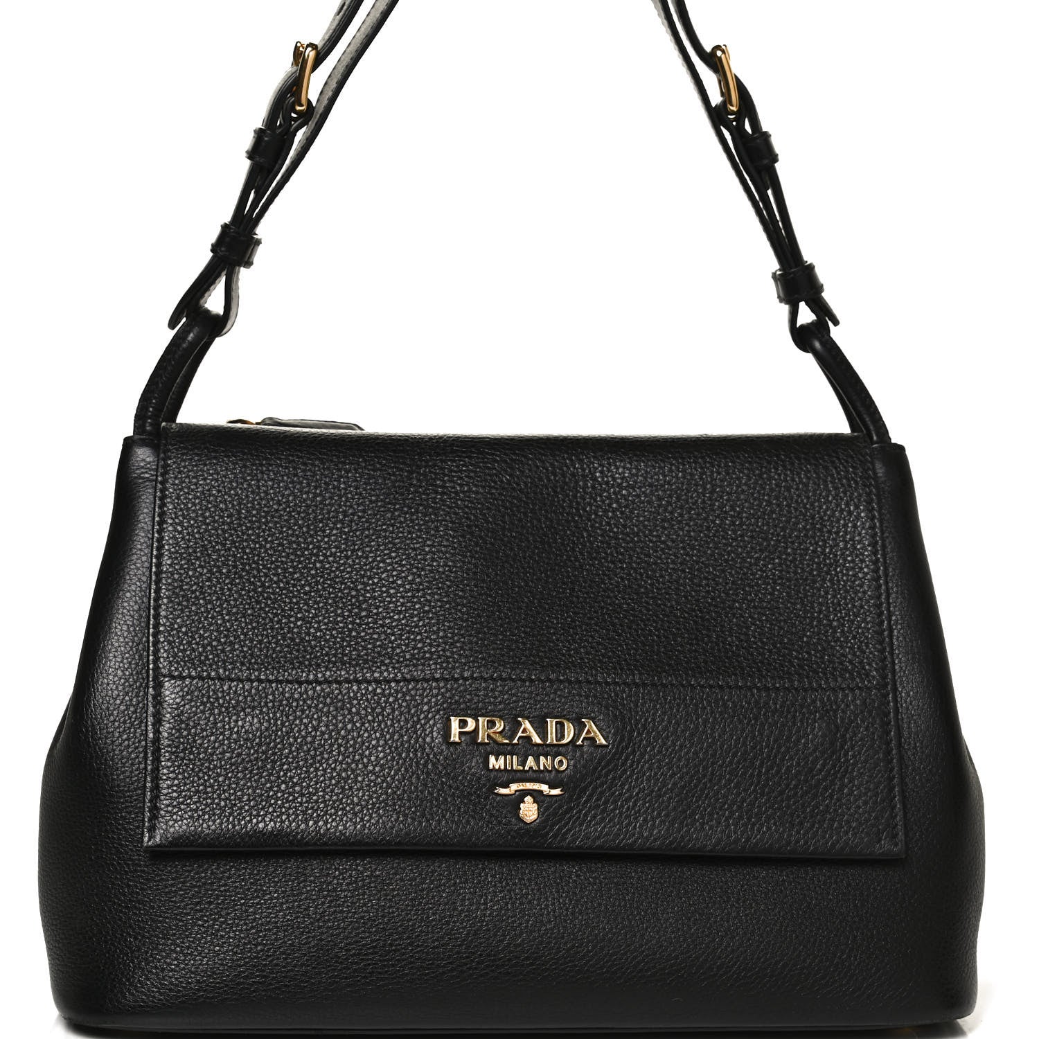 Prada Vitello Daino Flap Shoulder Bag Black 6 of 8