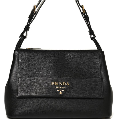 Prada Vitello Daino Flap Shoulder Bag Black 6 of 8