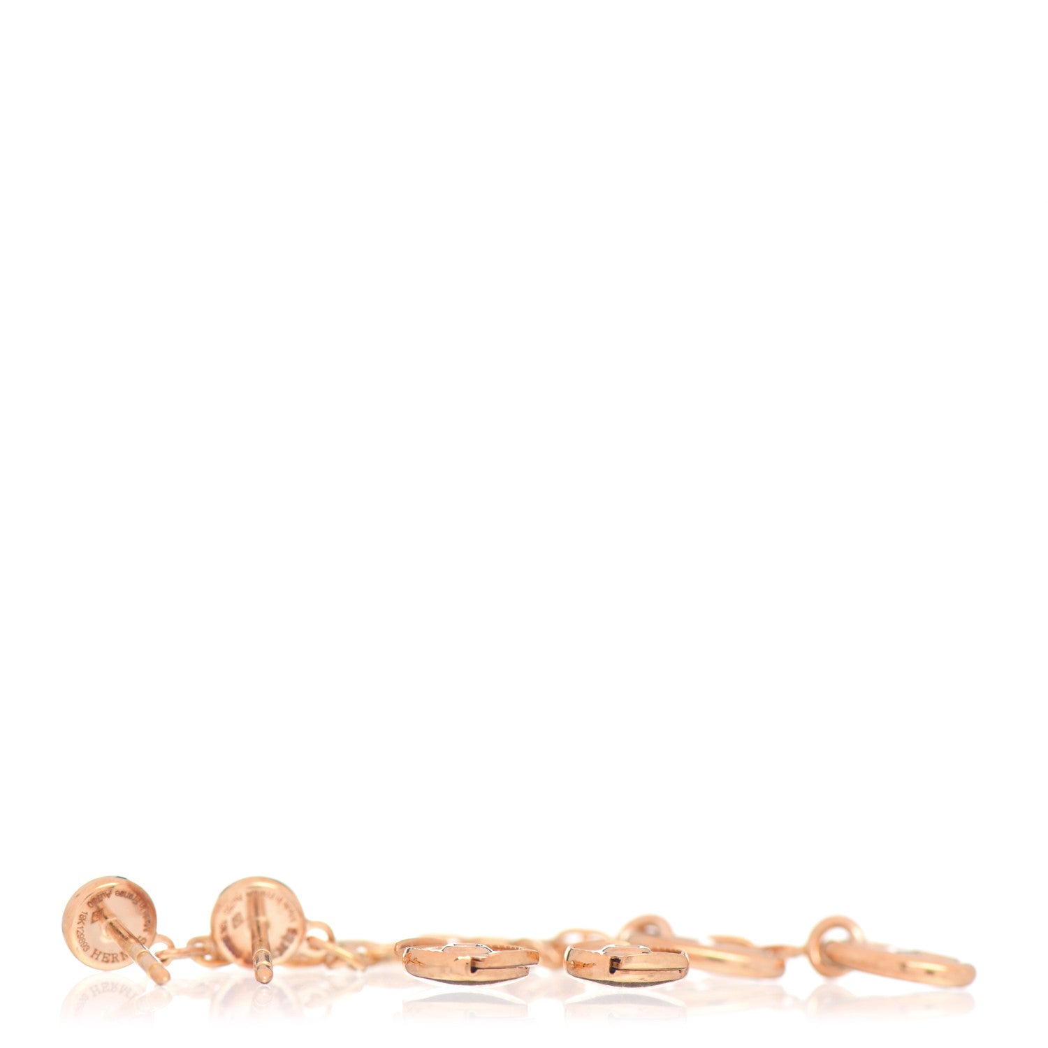 Hermes 18K Rose Gold Diamond TPM Farandole Drop Earrings 3 of 5