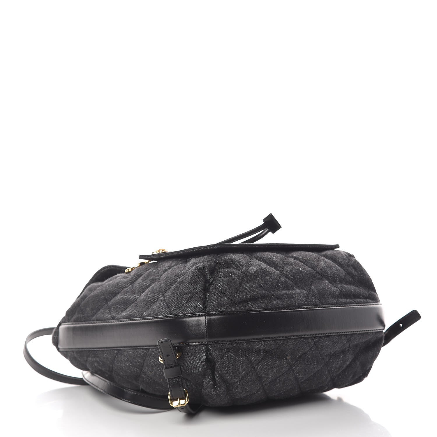 Chanel Denim Calfskin Quilted Backpack Dark Grey Black 4 of 14