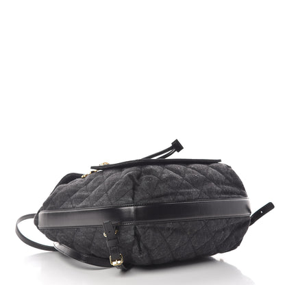 Chanel Denim Calfskin Quilted Backpack Dark Grey Black 4 of 14