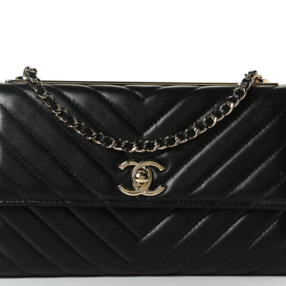 Chanel Lambskin Chevron Quilted Trendy CC Wallet On Chain WOC Black 7 of 12