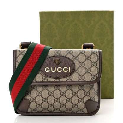 Gucci GG Supreme Monogram Web Small Neo Vintage Double Flap Messenger Bag Beige New Acero 13 of 13