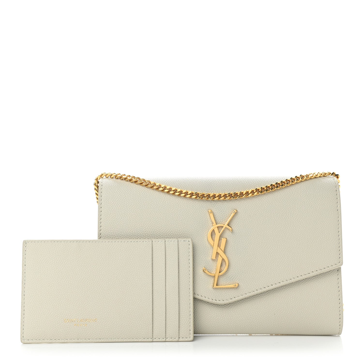 Saint Laurent Grain De Poudre Monogram Uptown Chain Wallet Crema Soft 1 of 8