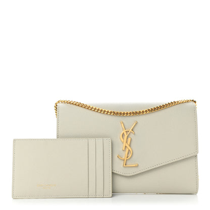 Saint Laurent Grain De Poudre Monogram Uptown Chain Wallet Crema Soft 1 of 8