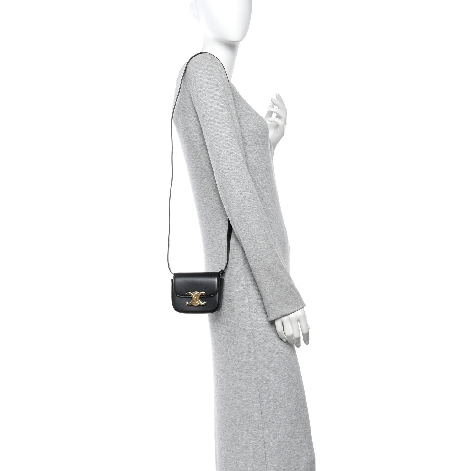Celine Shiny Calfskin Mini Triomphe Black 2 of 10