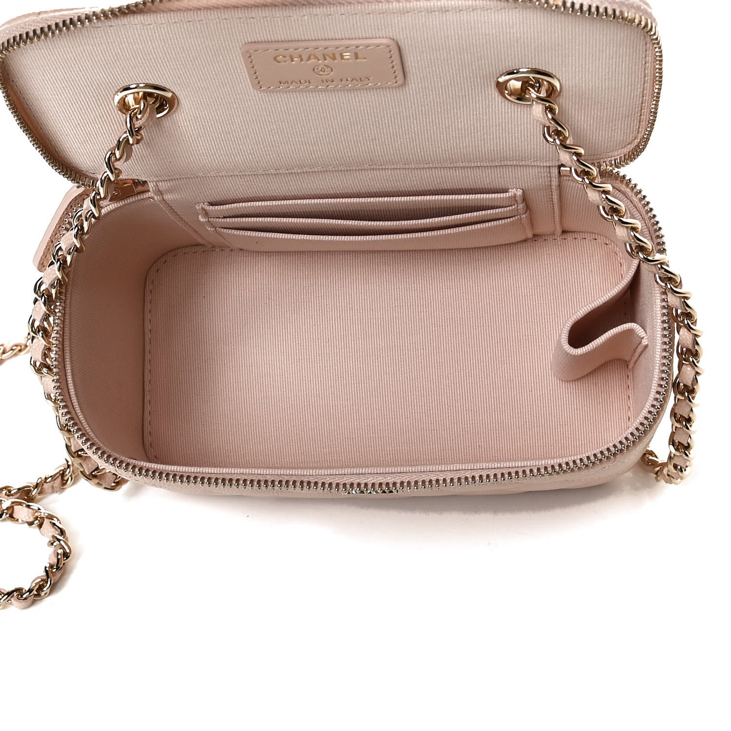 Chanel Caviar Quilted Small Vanity Case With Chain Light Beige 5 of 10