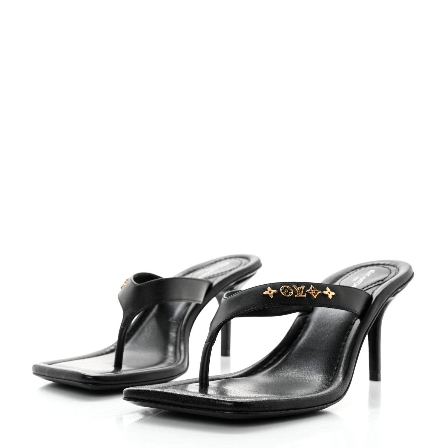 Louis Vuitton Calfskin Signature Thong Sandal 36.5 Black 3 of 11