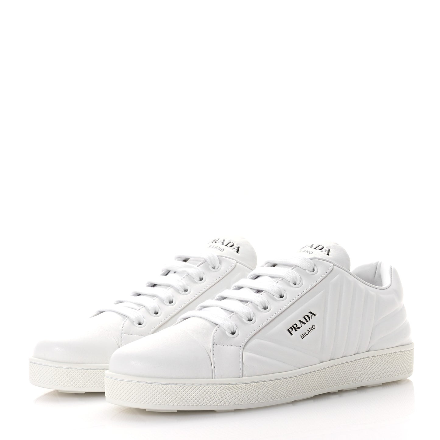 Nappa Logo Embossed Womens Low Top Sneakers 38.5 White