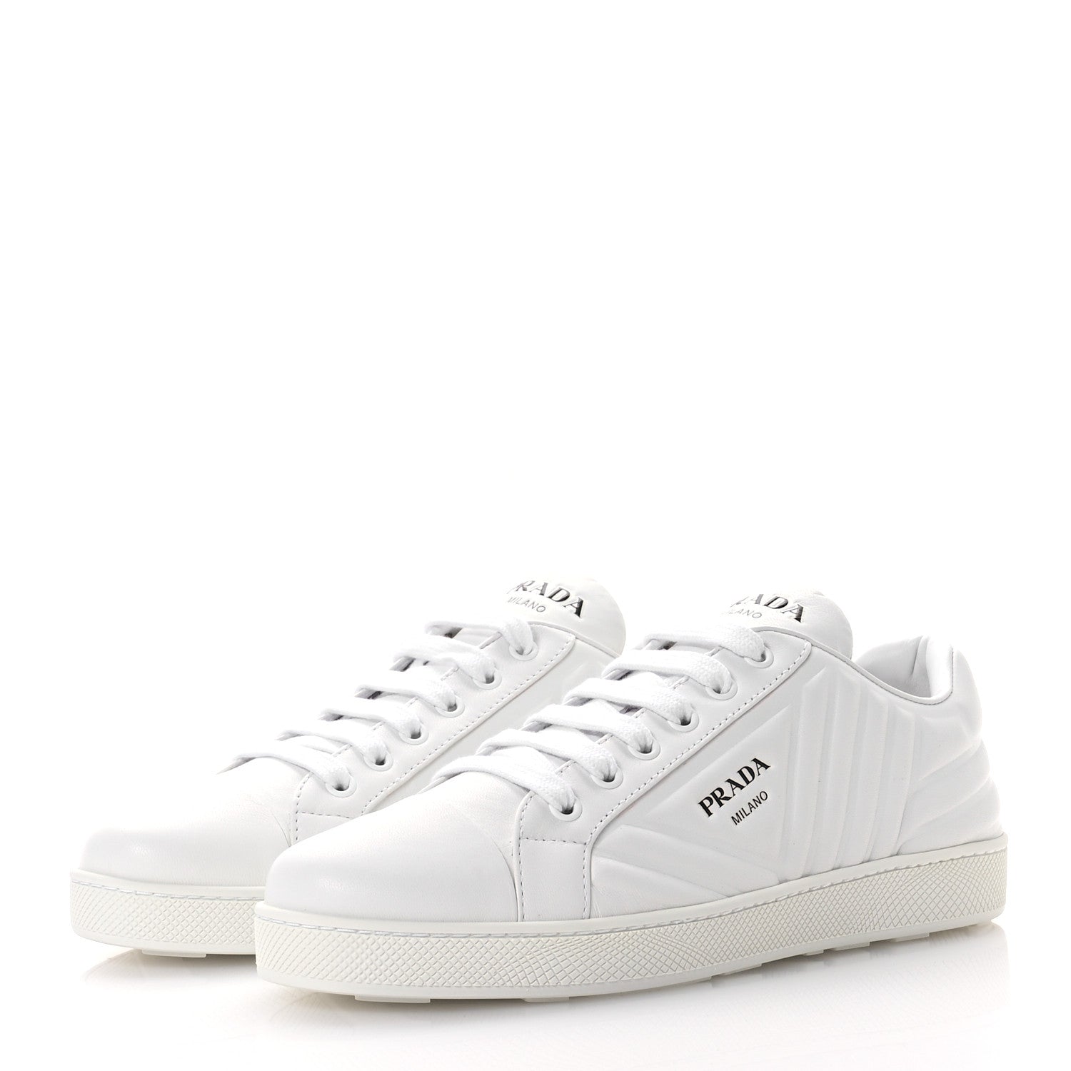 Prada Nappa Logo Embossed Womens Low Top Sneakers 38.5 White 4 of 7