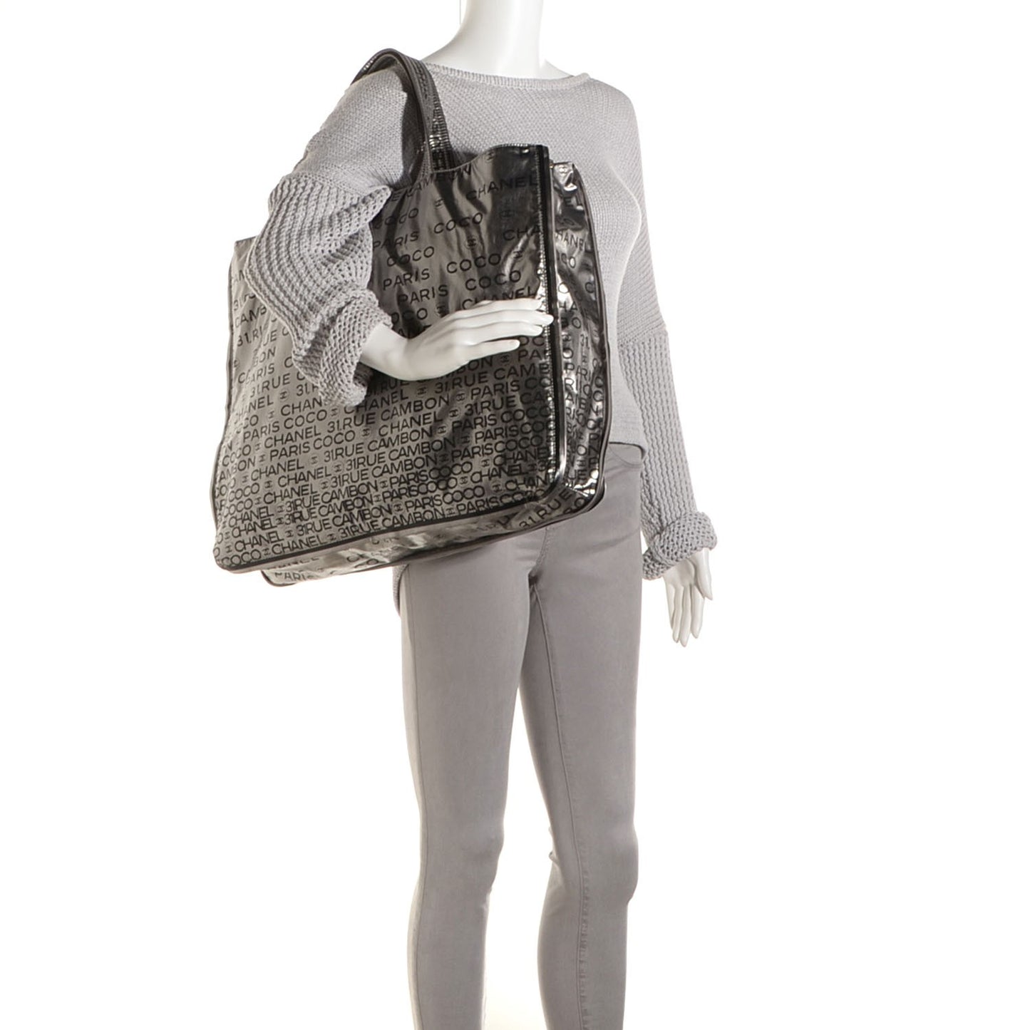 Coated Canvas Unlimited Large Tote Argent Fonce