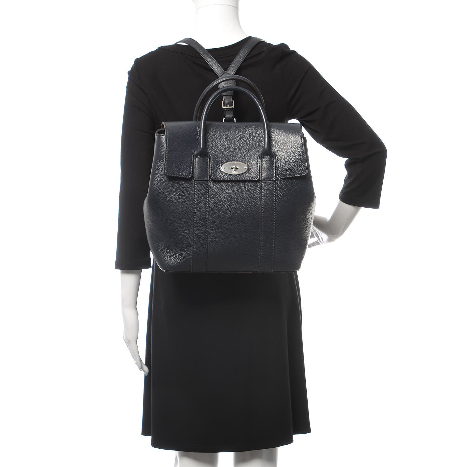 Mulberry Classic Grain Calfskin Small Bayswater Backpack Midnight Blue 2 of 14