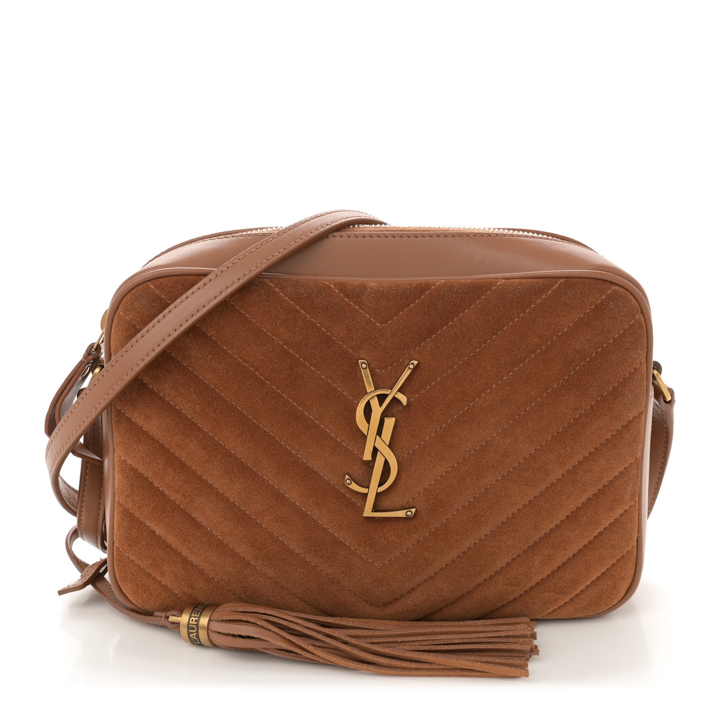 Suede Matelasse Monogram Lou Camera Bag Cinnamon