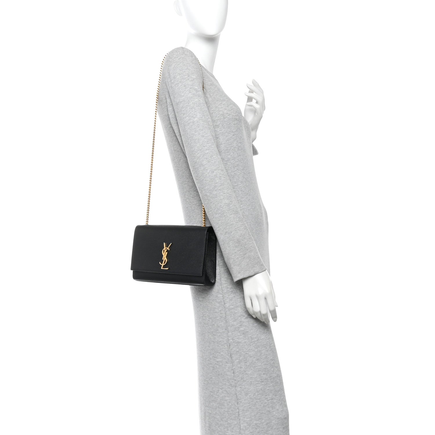 Saint Laurent Grain De Poudre Medium Classic Monogram Kate Satchel Black 2 of 9