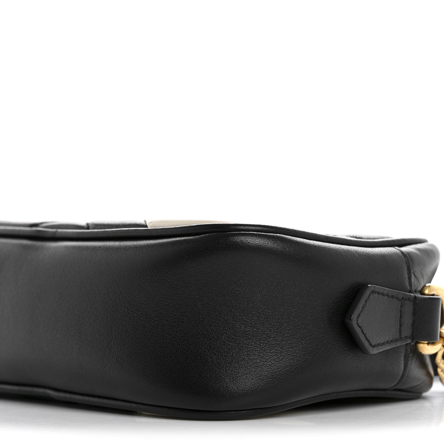 Gucci Calfskin Matelasse Mini GG Marmont Chain Shoulder Bag Black White 10 of 14