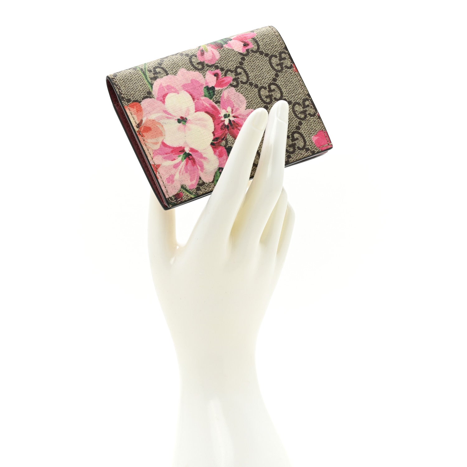 Gucci GG Supreme Monogram Blooms Card Case Beige Multicolor Dry Rose 2 of 11