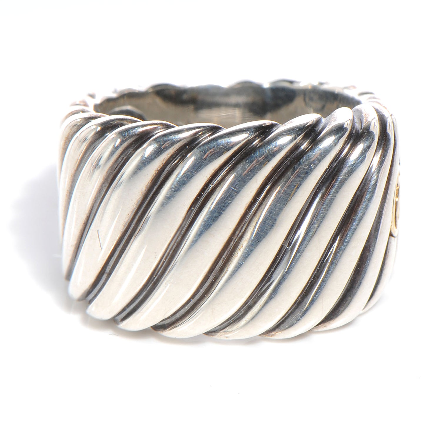 Sterling Silver 18k Gold Sculpted Cable Ring 6