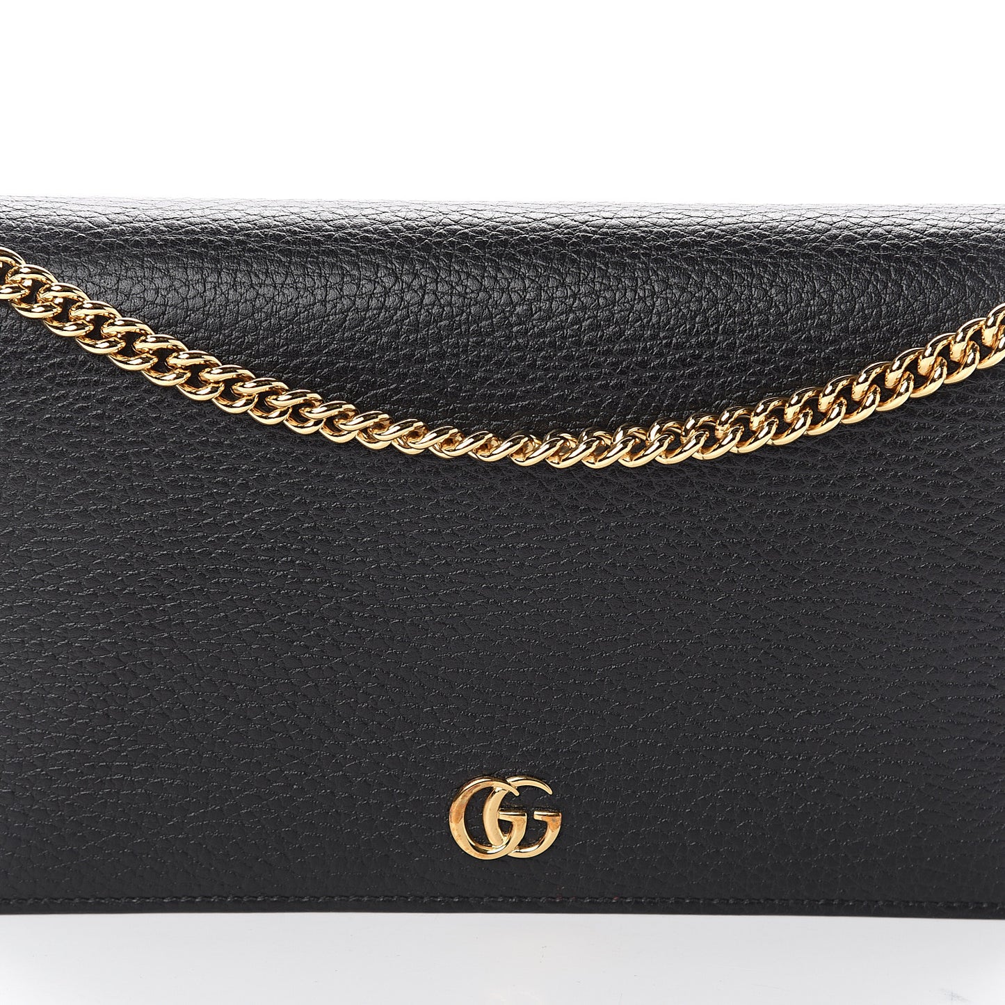 Calfskin Mini GG Marmont Chain Wallet Black