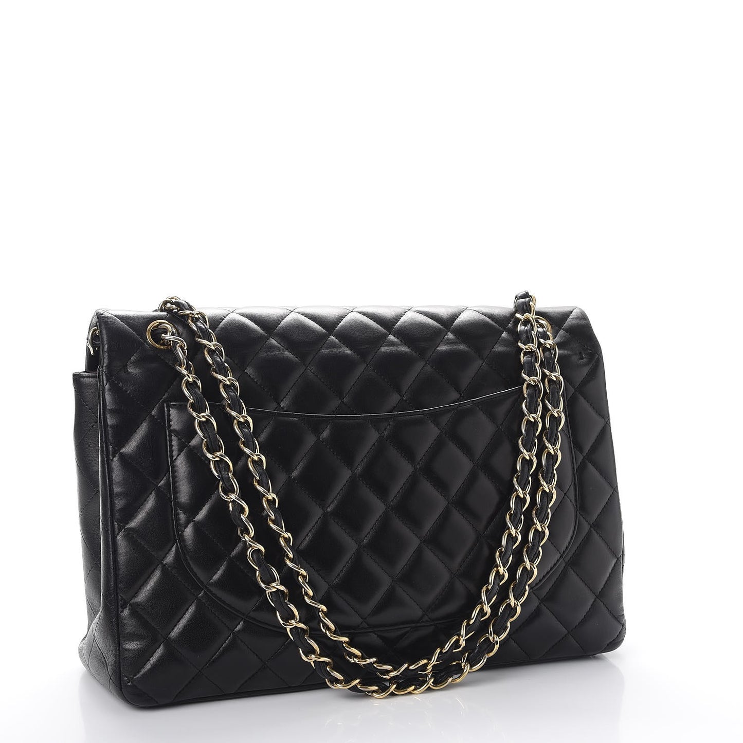 Lambskin Quilted Maxi Double Flap Black