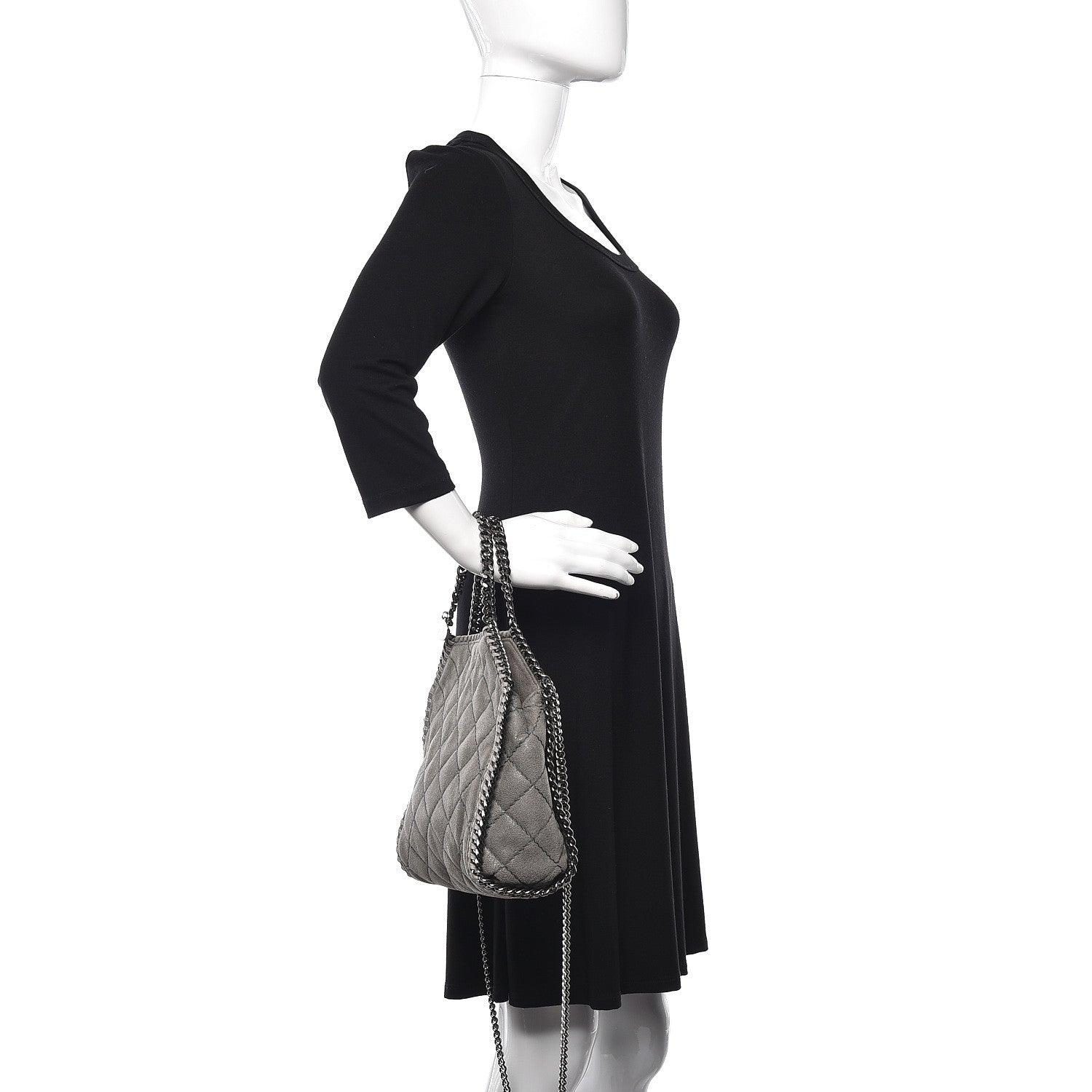 Stella McCartney Shaggy Deer Quilted Mini Falabella Tote Grey 2 of 12