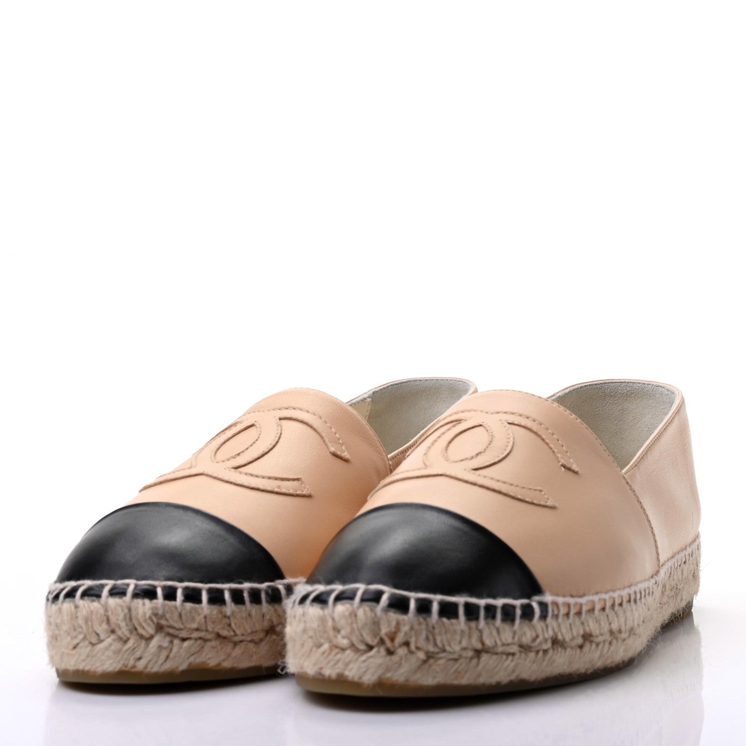 Chanel Lambskin CC Espadrilles 40 Beige Black 3 of 9