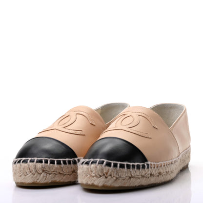 Chanel Lambskin CC Espadrilles 40 Beige Black 3 of 9
