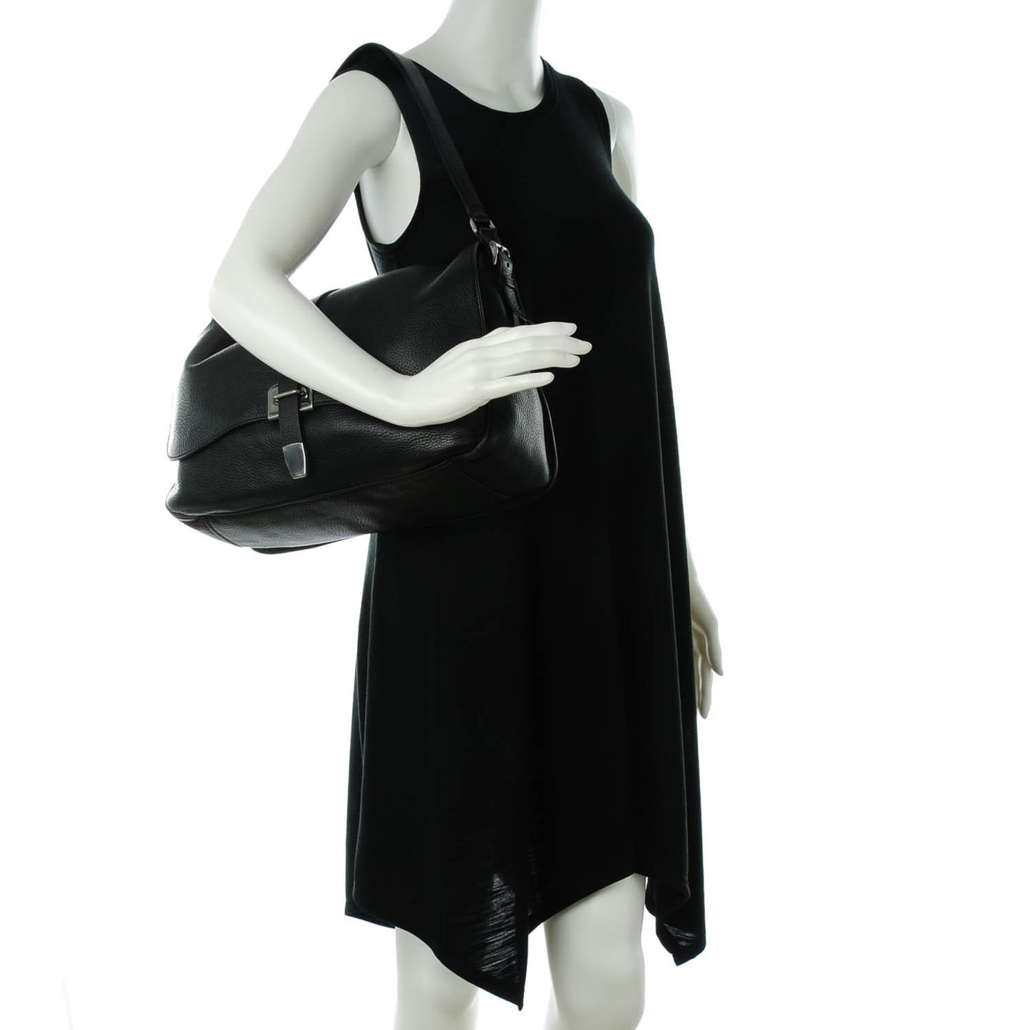 Vitello Daino Shoulder Flap Bag Nero Black