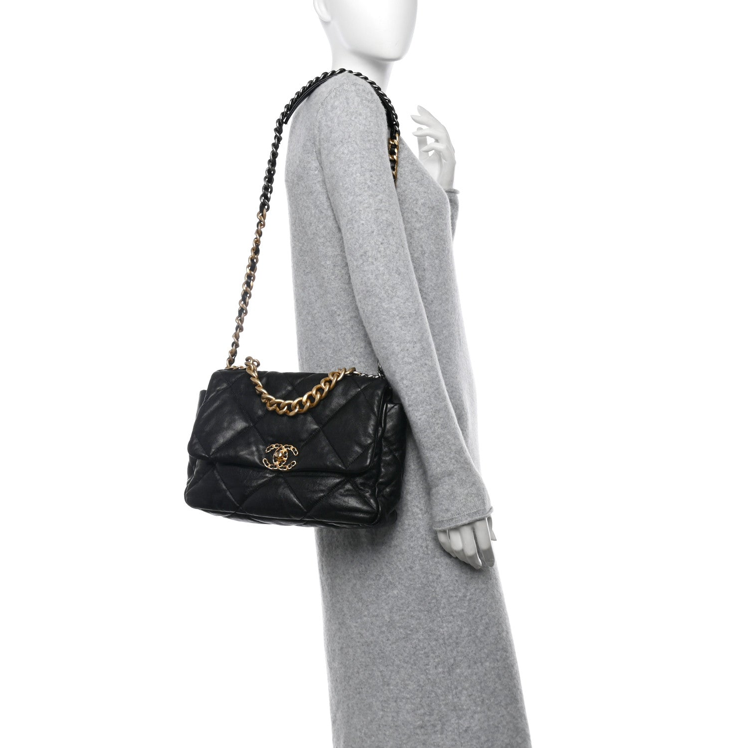 Chanel Goatskin Quilted Large Chanel 19 Flap Black 2 of 11