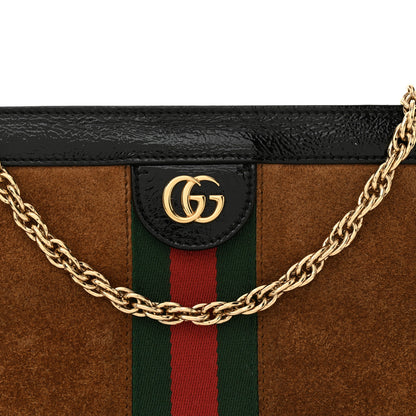 Gucci Suede Patent Web Small Ophidia Chain Shoulder Bag Nocciola Black 7 of 14