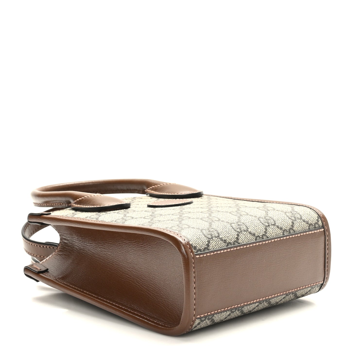 GG Supreme Monogram Azalea Calfskin Mini Retro Interlocking G Tote Bag Beige Ebony Brown Sugar