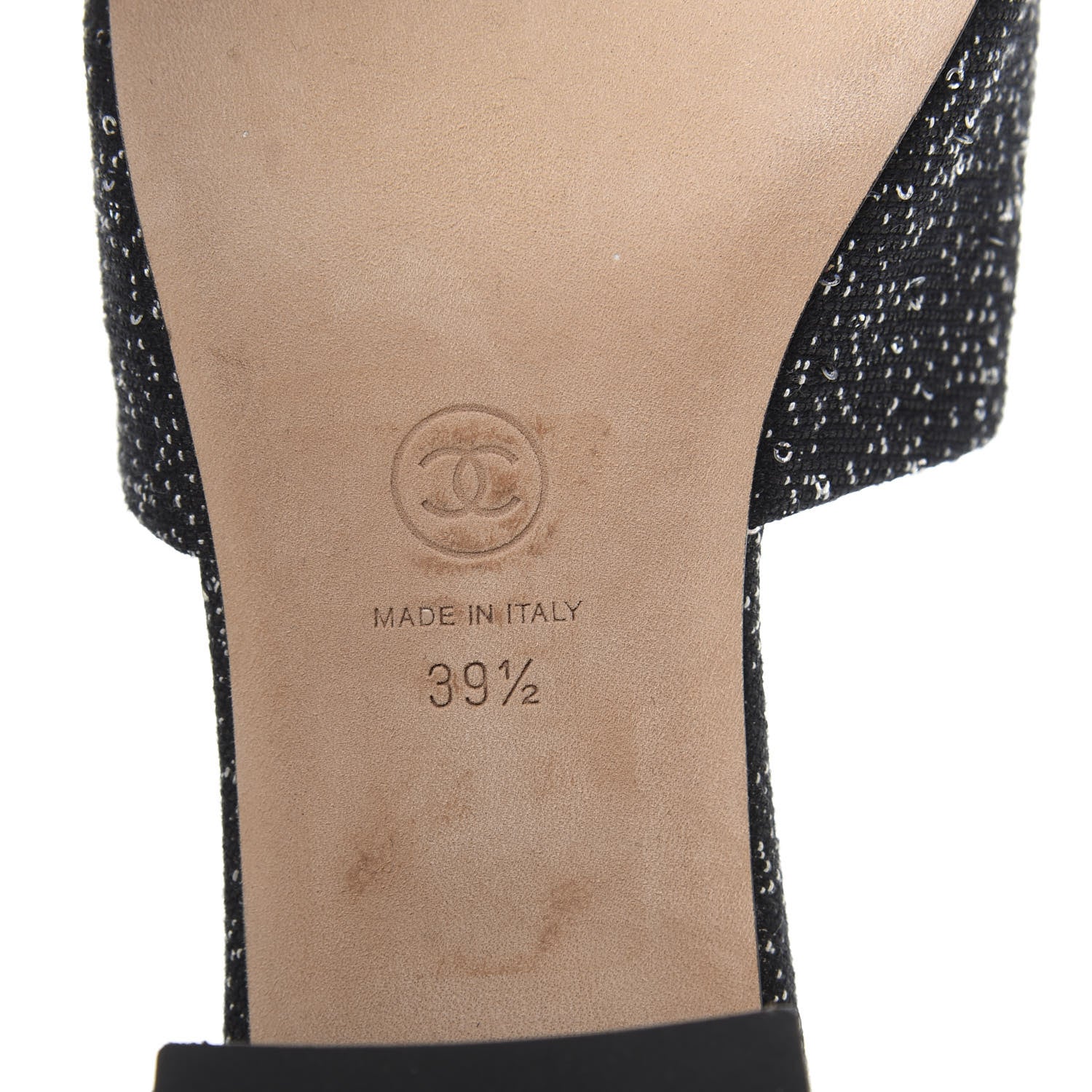 Chanel Tweed CC Mules 39.5 Black 7 of 8