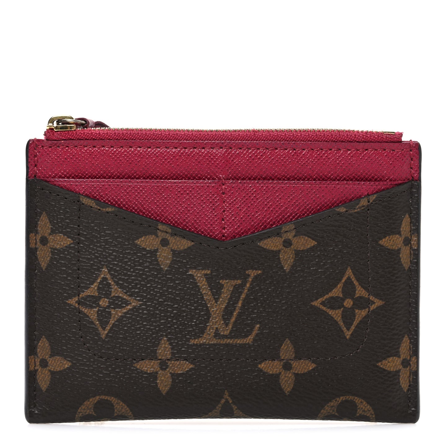 Monogram Zipped Card Holder Fuchsia