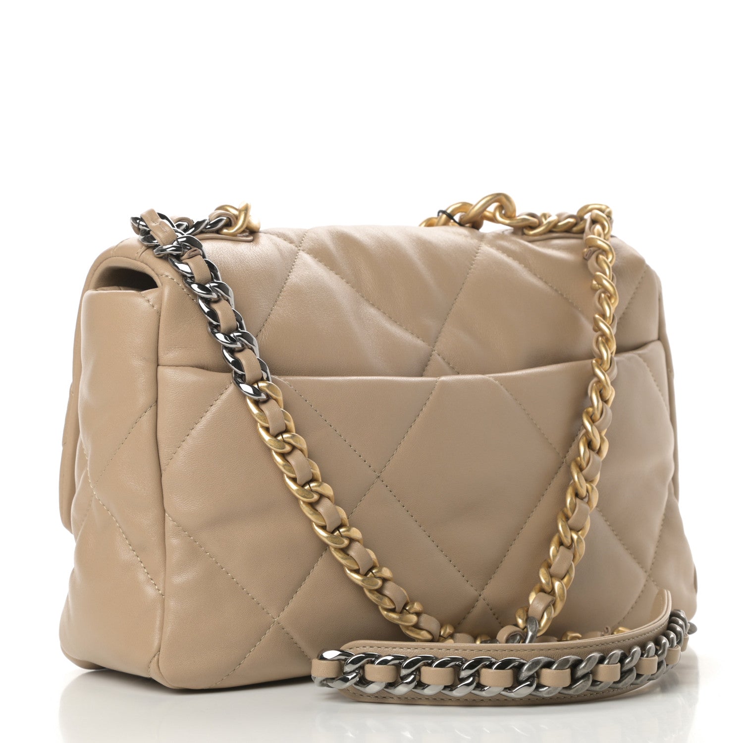 Chanel Lambskin Quilted Large Chanel 19 Flap Dark Beige 3 of 11