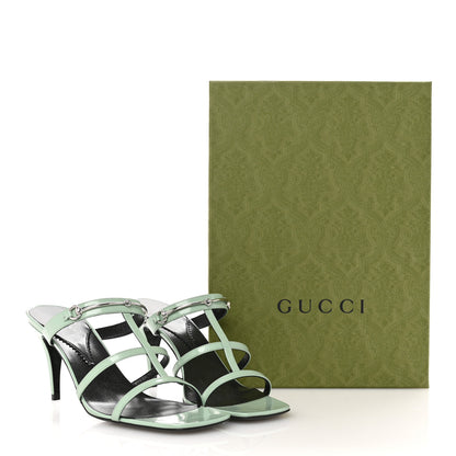 Gucci Regent Calfskin Horsebit Mid Heel Sandals 40 Mystic White 39.5 Pacific Green 10 of 10