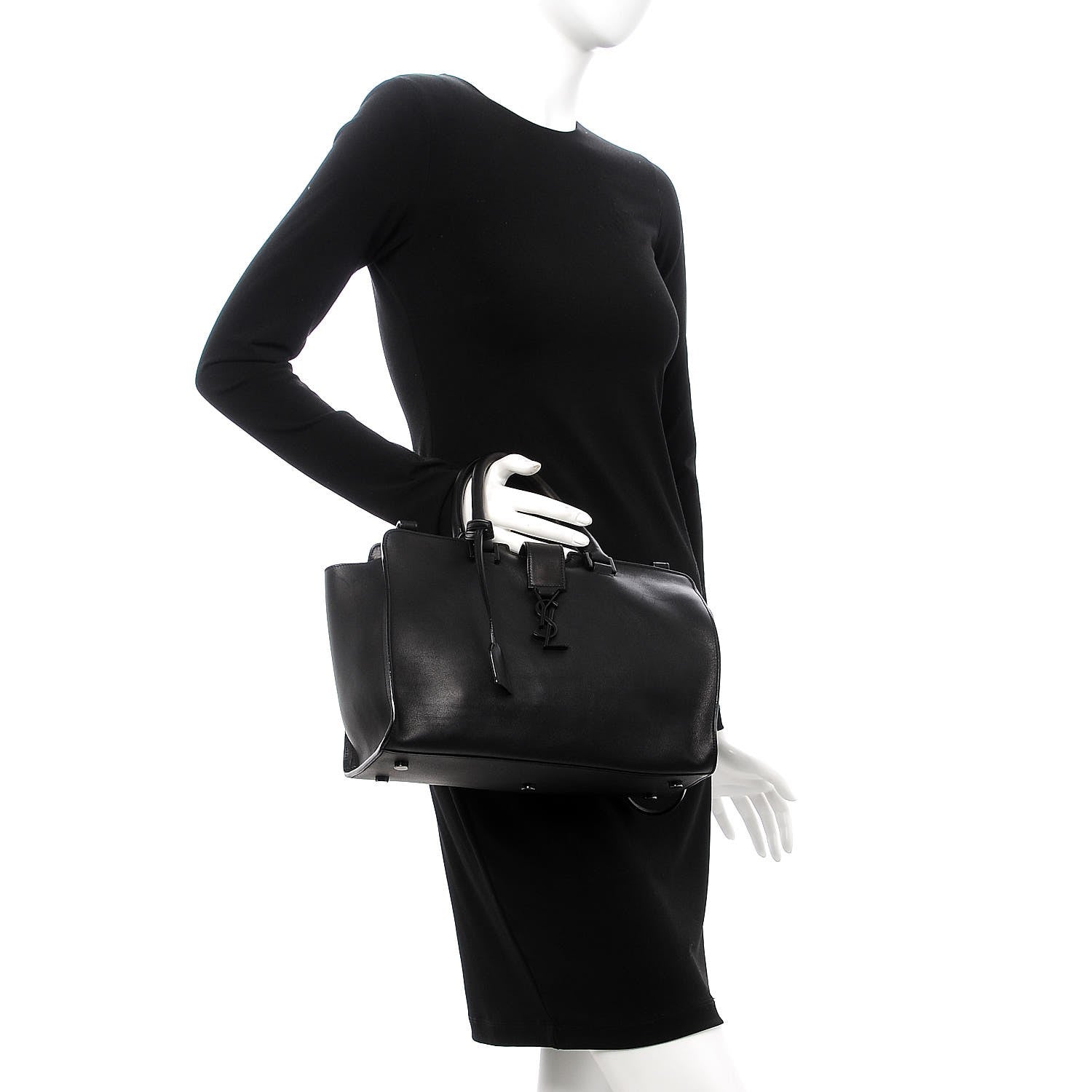 Saint Laurent Smooth Calfskin Small Monogram Cabas Black 3 of 11