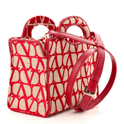 Valentino Garavani Toile Iconographe Goatskin Mini Le Troisieme Shopping Bag Naturale Rosso Valentino 2 of 9