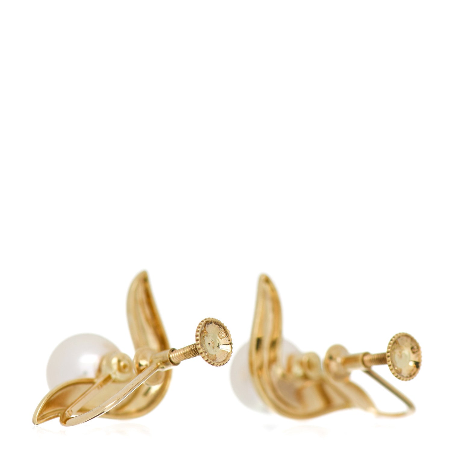 Mikimoto 18K Yellow Gold Pearl 7mm Screw Back Earrings 3 of 4